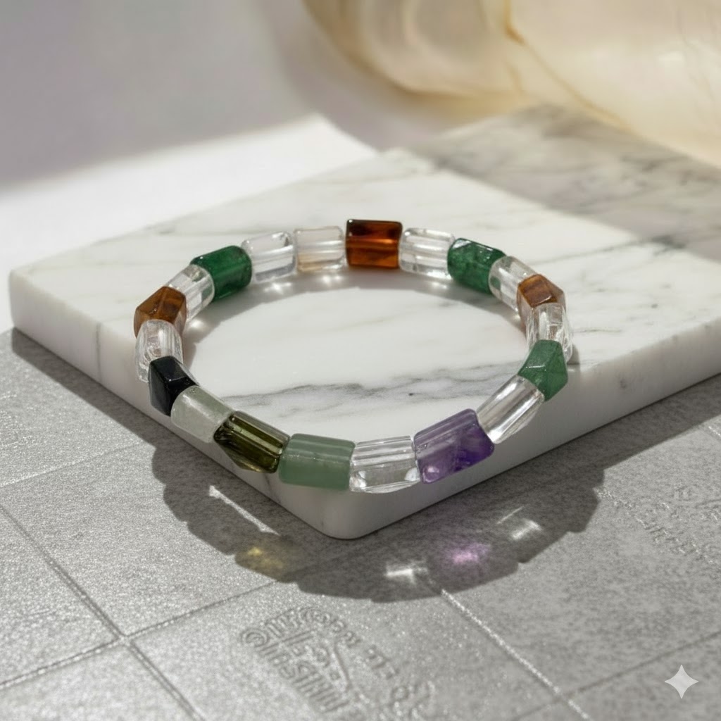 Seven Chakras Pyramid Shape Crystal Bracelet