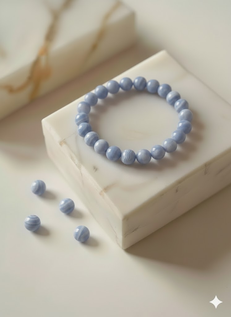 Blue Lace Agate Crystal Bracelet