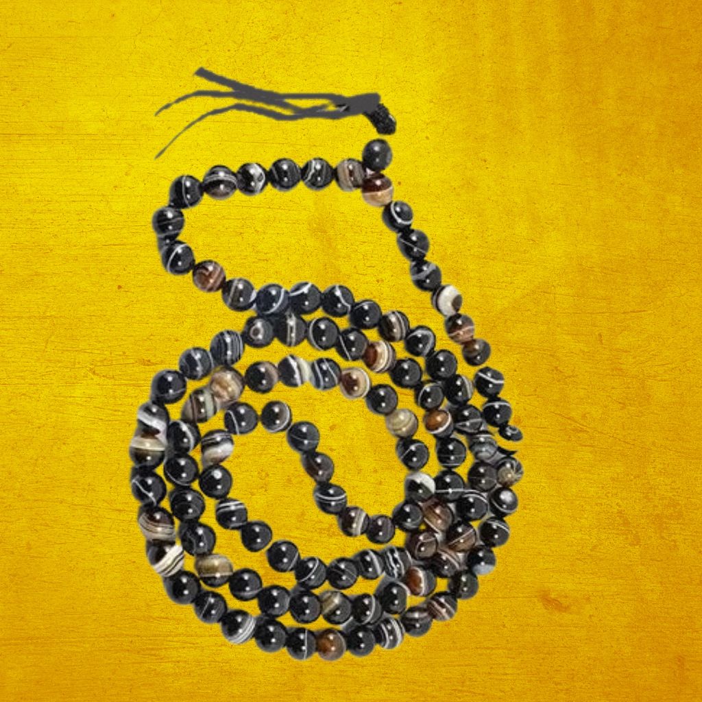 Suleman Hakik Black Agate Jap Mala